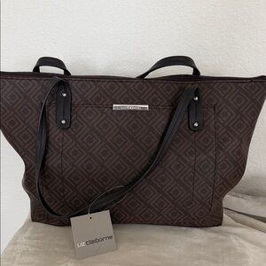 Liz Claiborne Dark Brown Diamond Tote